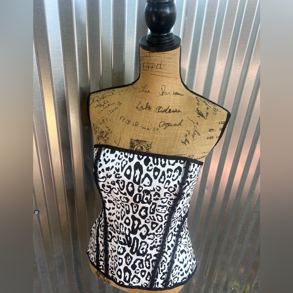 White House Black Market Leopard Corset Top